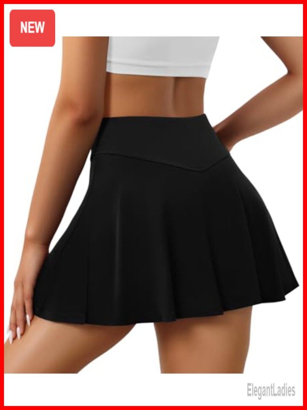 Pleated Athletic Tennis Skort with Pockets Built-in Shorts High Rise